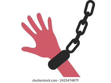 Hand chained and trying to escape illustration