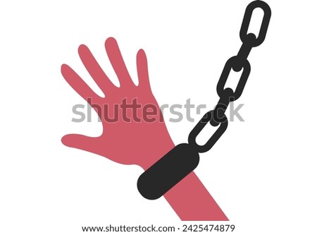 Hand chained and trying to escape illustration