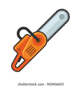 Hand Chainsaw Icon on White Background. Vector