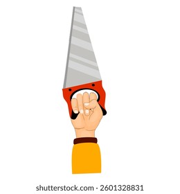 hand with chainsaw tool illustration