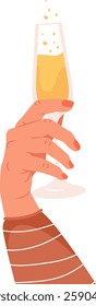 Hand With Champagne Glass Vector Illustration