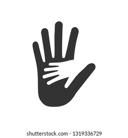 Hand, charity, caring, icon. Vector illustration, flat design.