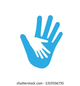 Hand, charity, caring, icon. Vector illustration, flat design.