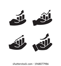 Hand With Chart Icon Set Design Vector Template In Trendy Flat Style Sign And Symbol