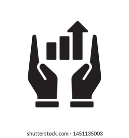 Hand with chart icon in trendy flat style design. Vector graphic illustration. Suitable for website design, logo, app, and ui. EPS 10.