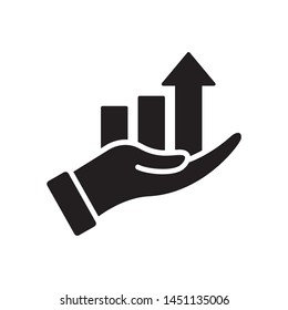 Hand with chart icon in trendy flat style design. Vector graphic illustration. Suitable for website design, logo, app, and ui. EPS 10.