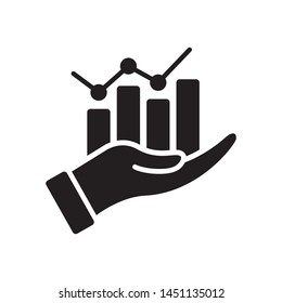 Hand with chart icon in trendy flat style design. Vector graphic illustration. Suitable for website design, logo, app, and ui. EPS 10.