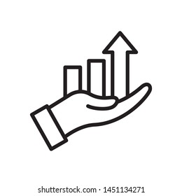 Hand with chart icon in trendy outline style design. Vector graphic illustration. Suitable for website design, logo, app, and ui. Editable vector stroke. EPS 10.