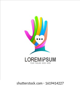 Hand chat logo with colorful design