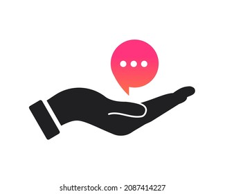Hand Chat logo design. Chat logo with Hand concept vector. Hand and Chat logo design