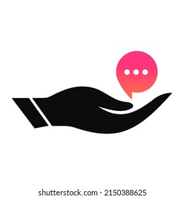 Hand-Chat-Logo-Design. Chat-Logo mit Hand-Konzept-Vektorgrafik. Logo-Design für Hand und Chat