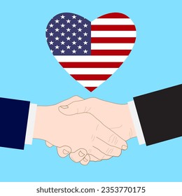 Hand check with heart shape American Flag Background vector illustration 