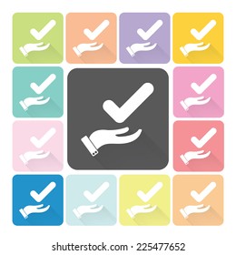 Hand with check Icon color set vector illustration.