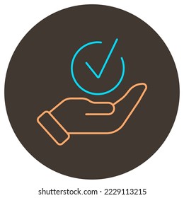 contorno del icono de comprobación manual. Icono de dos colores en el fondo redondeado