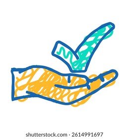 hand check mark doodle icon sketch vector. hand check mark sign. isolated symbol illustration