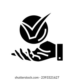 hand check mark glyph icon vector. hand check mark sign. isolated symbol illustration