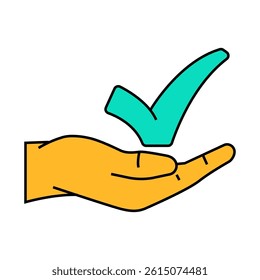 hand check mark line icon vector. hand check mark sign. isolated symbol illustration