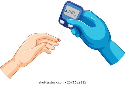 Hand checking blood sugar with a glucometer