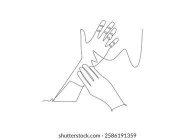 Hand checking pulse. Counting pulse concept one-line drawing