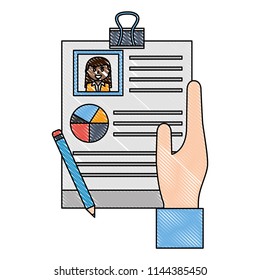hand with checklist and curriculum vitae