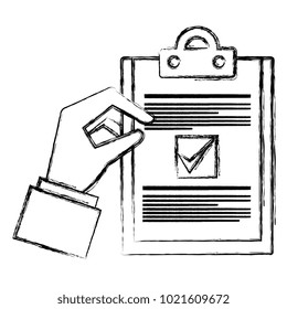 hand with checklist document isolated icon
