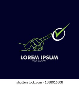 hand and  checklist logo icon for smart verification code company