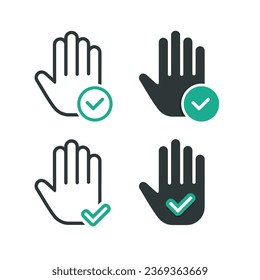 Hand with checkmark icon. illustration vector