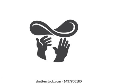 hand of chef throwing pizza dough icon