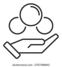 Hand mit chemischem molekularem Formelvektor Chemiekonzept dünne Linie Symbol oder Symbol
