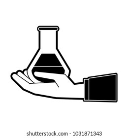 Hand with chemistry flask