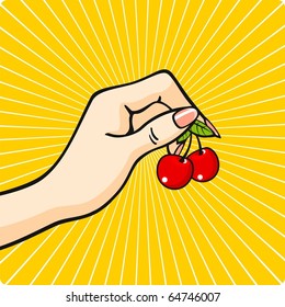 Hand with a cherry