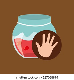hand and cherry jar jam vector illustration eps 10