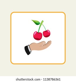 hand and cherry symbols