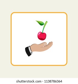 hand and cherry symbols