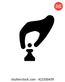 Hand with Chess Icon Flat Style Isolated Vector Illustration