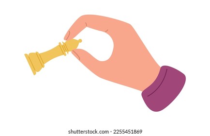 Hand with chess piece flat icon Strategic game. Vector illustration
