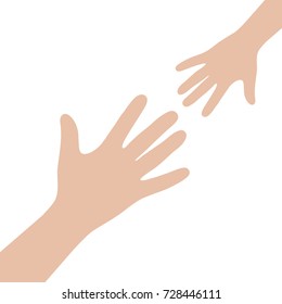 Hand with child hand. Hand care.