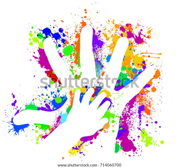 Hand Child Parent Colored Print Vector Stock Vector (Royalty Free ...