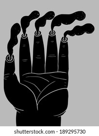 Hand with chimney fingers 