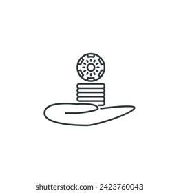 Hand, chips, game, party, fun icon, vector illustration