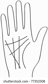 hand, Chiromancy lines, Black contour of a palm