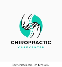 hand chiropractic chiropractor spine care logo vector icon illustration