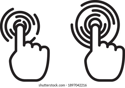 Hand Choosing Symbolising   Interactivity Icon, Vector Line Illustration	
