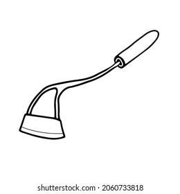 Cuchillo de mano. Una útil herramienta de jardín. Doodle. Elemento vectorial para el diseño.