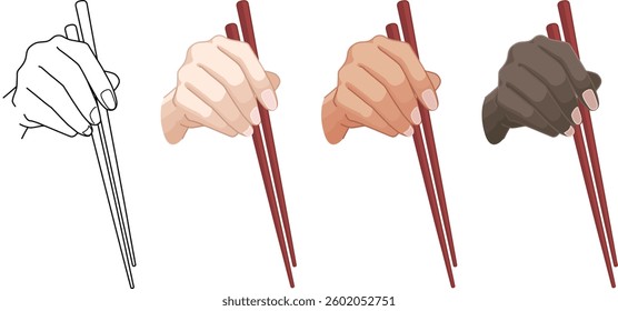 The hand with the chopsticks.