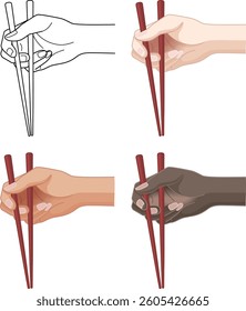 The hand with the chopsticks.