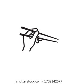Hand With Chopsticks Icon In Trendy Design Vector Eps 10
