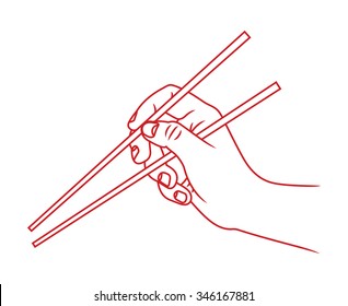 Hand With Chopsticks Vector Illustration