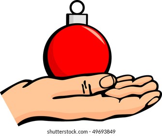 hand with christmas ornament