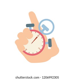 hand with chronometer time isolated icon